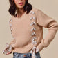 SO ME Checkered Plaid Tape Lace Up Ribbed Sweater - Farnelli