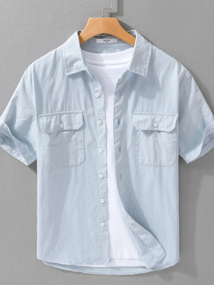 Men's Plus Size Button Up Short Sleeve Shirt - Farnelli