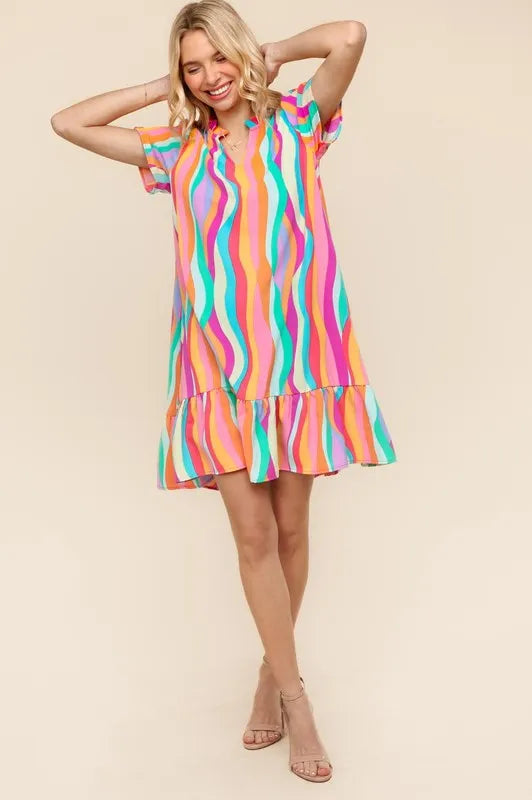 Haptics Tiered Woven Ruffle Hem Dress - Farnelli