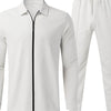 Men's Full Size Zip Up Top and Pants Set Plus Size - White
