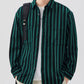 Men's Plus Size Striped Button Up Long Sleeve Shirt - Farnelli