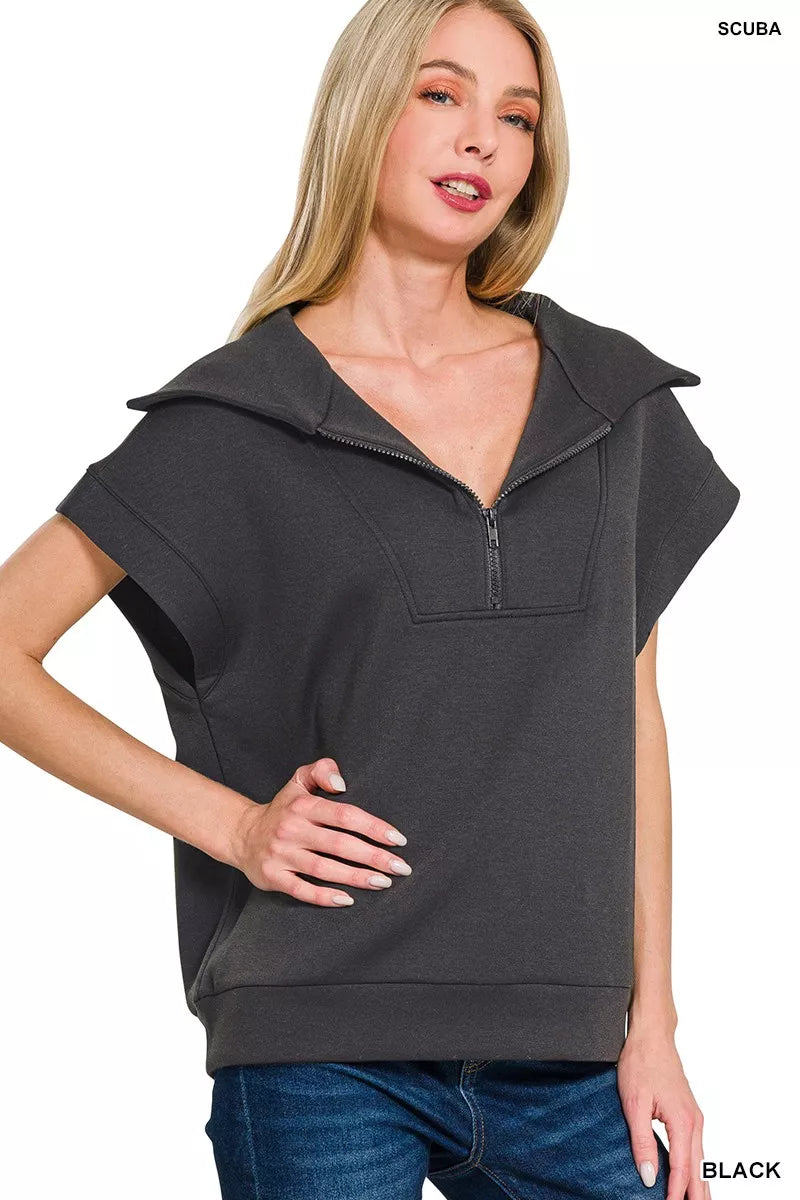 Zenana Scuba Half Zip Top - Farnelli