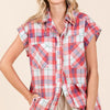 Mittoshop Mineral Wash Plaid Button Down Shirt - Red