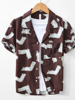 Men's Printed Button Up Short Sleeve Shirt - Farnelli