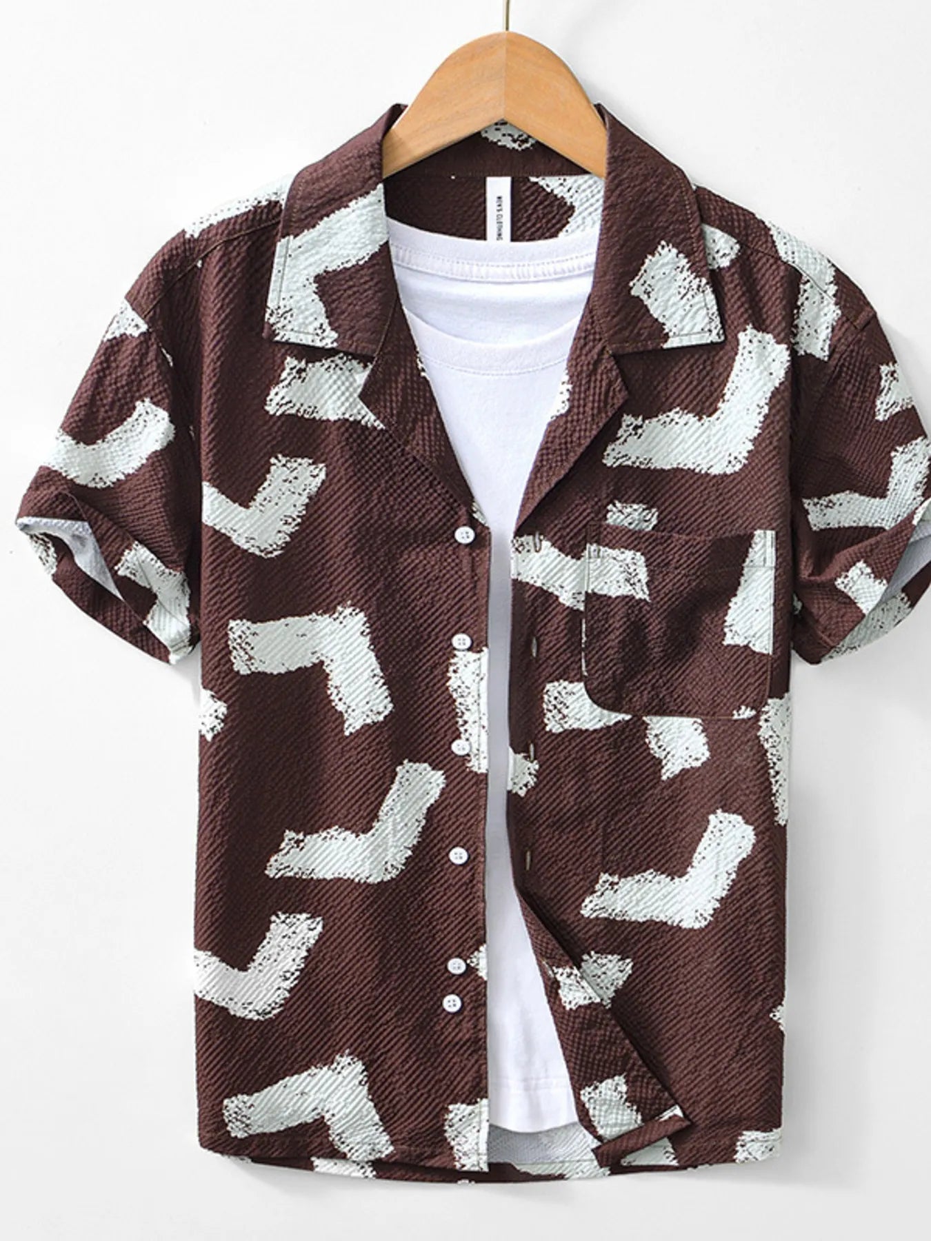 Men's Printed Button Up Short Sleeve Shirt - Farnelli