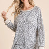 BiBi Leopard Round Neck Long Sleeve T-Shirt - Leopard