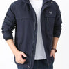 Men's Plus Size Zip Up Windproof Hooded Jacket - Blue