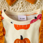 Children's Pumpkin Print Ruffle Dress with Bow Headband - Farnelli