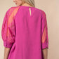 White Birch Round Neck Lace Half Sleeve Blouse - Farnelli