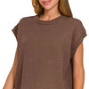 Zenana Oversized Viscose Sweater Vest - BROWN