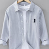 Men's Plus Size Striped Casual Long Sleeve Shirt - Gray Stripe