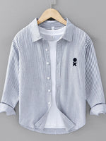 Men's Plus Size Striped Casual Long Sleeve Shirt - Farnelli