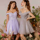 CLEARANCE - Eureka 9833 Short A-Line Off Shoulder Glitter Mesh Dress (Size M)