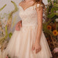 CLEARANCE - Eureka 9833 Short A-Line Off Shoulder Glitter Mesh Dress (Size M)