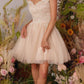 CLEARANCE - Eureka 9833 Short A-Line Off Shoulder Glitter Mesh Dress (Size M)