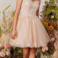 CLEARANCE - Eureka 9833 Short A-Line Off Shoulder Glitter Mesh Dress (Size M)