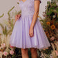CLEARANCE - Eureka 9833 Short A-Line Off Shoulder Glitter Mesh Dress (Size M)