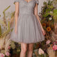CLEARANCE - Eureka 9833 Short A-Line Off Shoulder Glitter Mesh Dress (Size M)