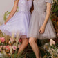 CLEARANCE - Eureka 9833 Short A-Line Off Shoulder Glitter Mesh Dress (Size M)