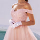 CLEARANCE - Eureka 9833 Short A-Line Off Shoulder Glitter Mesh Dress (Size M)
