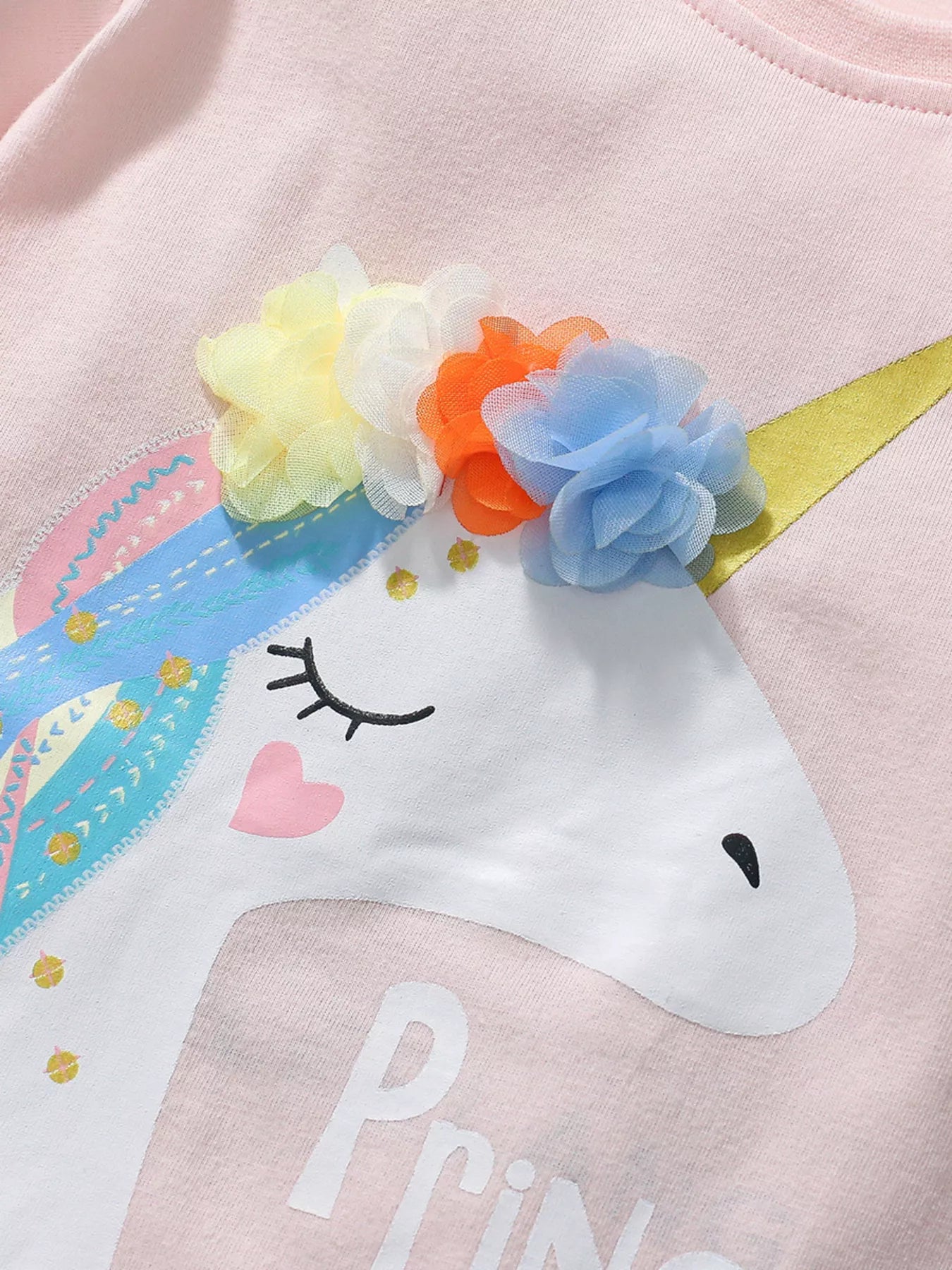 Children's Unicorn Graphic Round Neck T-Shirt - Farnelli
