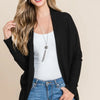 BOMBOM Open Front Waffle Knit Cocoon Cardigan - Black