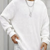 Men's Full Size Round Neck Long Sleeve Sweater Plus Size - White