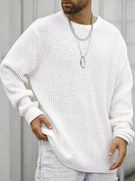 Men's Full Size Round Neck Long Sleeve Sweater Plus Size - Farnelli