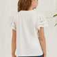 Round Neck Flutter Sleeve T-Shirt - Farnelli