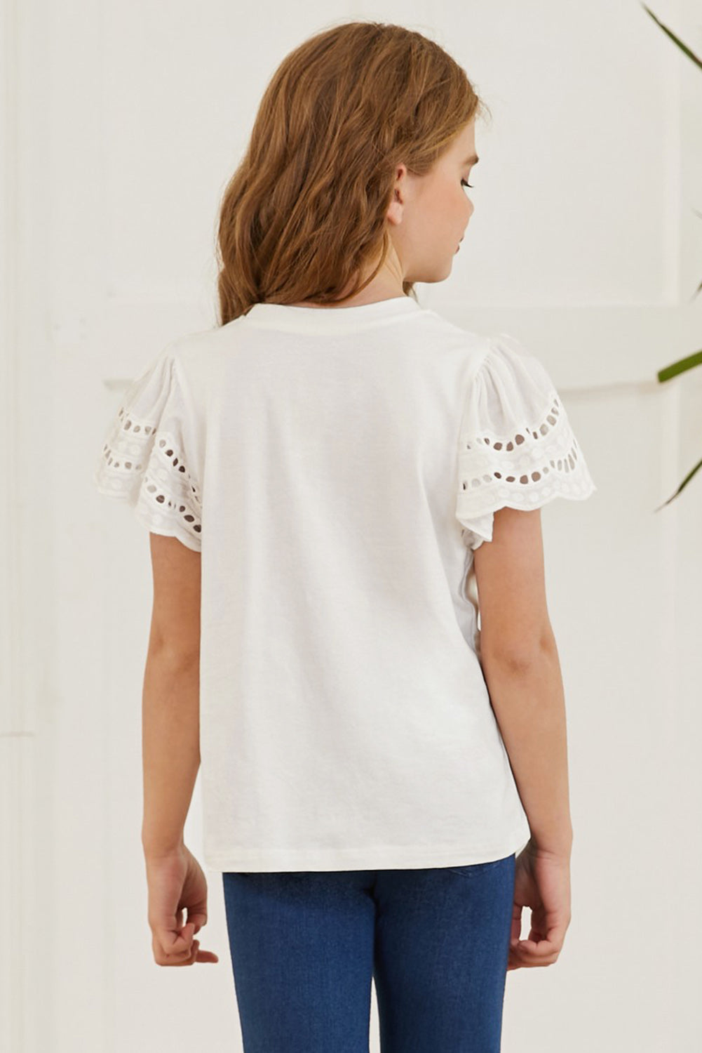 Round Neck Flutter Sleeve T-Shirt - Farnelli