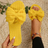 Bow Knot Open Toe Slippers - Yellow