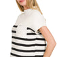Zenana Short Sleeve Stripe Sweater - Farnelli