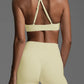 Ruched Sports Bra and High-Waisted Shorts Active Set - Farnelli