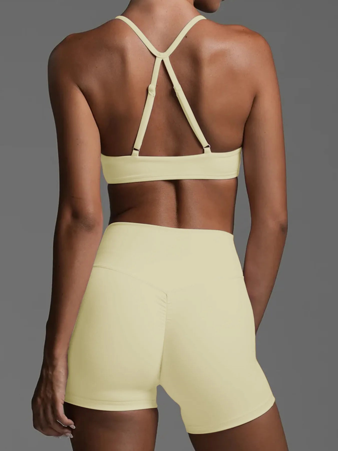 Ruched Sports Bra and High-Waisted Shorts Active Set - Farnelli