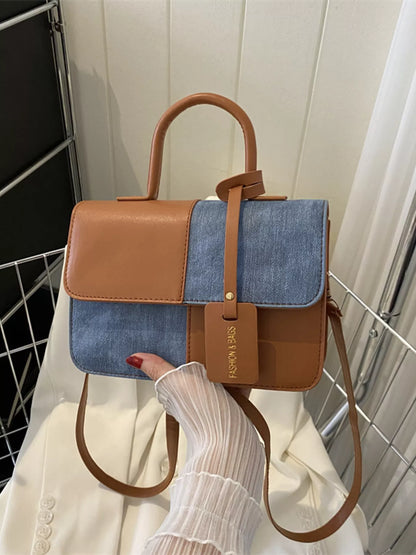 Two-Tone PU Leather Crossbody Bag - Farnelli