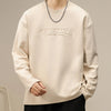 Men's Plus Size Round Neck Long Sleeve Sweatshirt - Apricot
