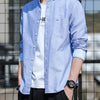 Men's Plus Size Button-Down Casual Shirt - Light Blue
