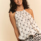 Davi & Dani Ribbon Checker Printed Tie Halter Neck Blouse Top - Farnelli