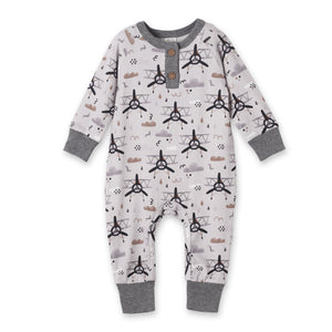 Airplane Henley Romper – Soft Bamboo Baby Outfit