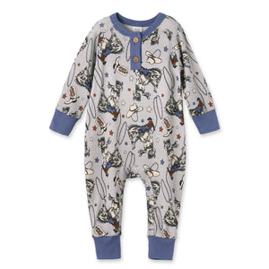 Western Cowboy Rodeo Henley Baby Romper - Bamboo