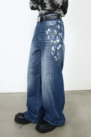 Men's Paint Wide Leg Jeans - Farnelli