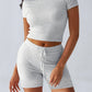 Round Neck Short Sleeve Top and Shorts Set - Farnelli