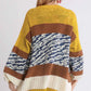 Umgee Full Size Color Block Open Front Longline Cardigan Plus Size - Farnelli