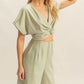 HYFVE Twisted Front Short Sleeve Top and Wide Leg Pants Set - Farnelli