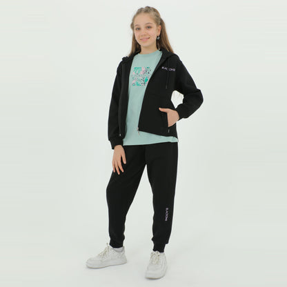 Zip-Up Hoodie Girls Jogger Set - Farnelli