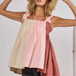 BiBi Frill Shoulder Strap Color Block Bodice Top - Farnelli