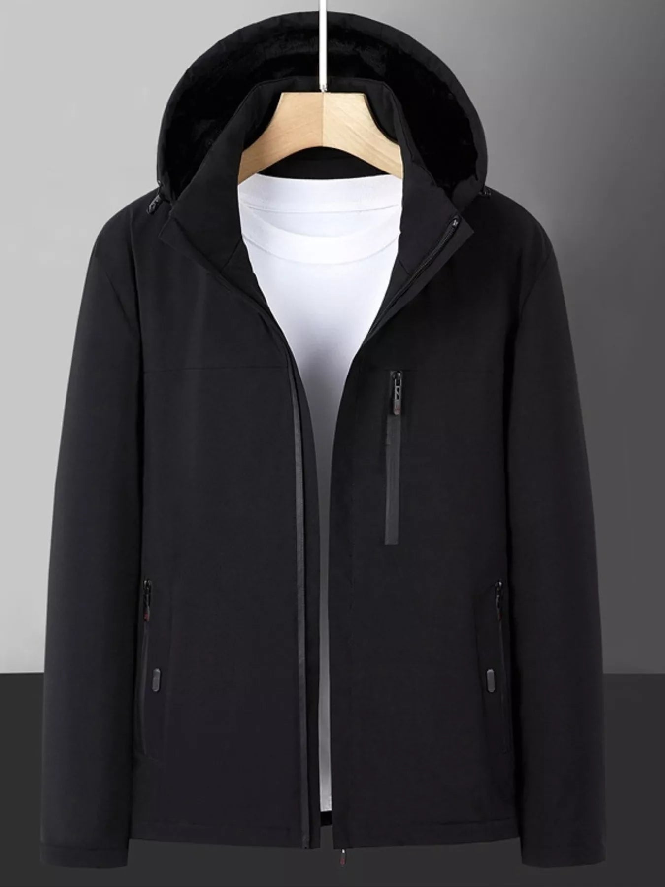 Men's Plus Size Warm Fleece Lined Hooded Winter Coat - Farnelli