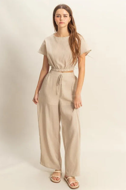 HYFVE Round Neck Short Sleeve Top and Pants Set - Farnelli