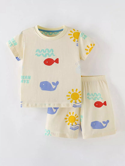 Children's Fish Short Sleeve Tee and Shorts Set - Farnelli