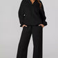 Drop Shoulder Zip Up Jacket and Drawstring Pants Active 2pcs Set - Farnelli